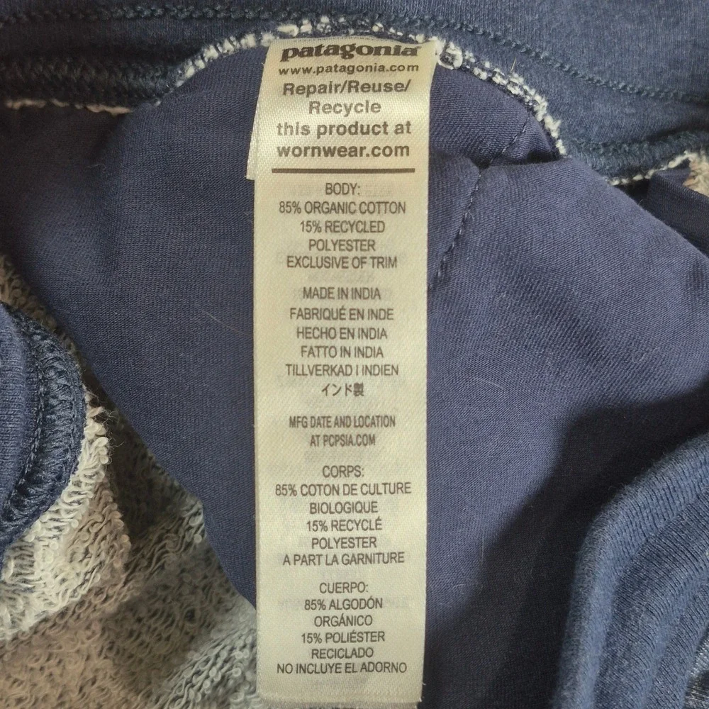 Patagonia Mahnya Fleece Shorts Mens Small Blue Organic Cotton Drawstring